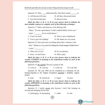 Sách Bộ đề bứt phá điểm thi vào 10 môn Tiếng Anh kèm lời giải chi tiết