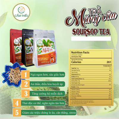 Trà mãng cầu xiêm Cẩm Thiều 100g hương vị thuần tuý, nguyên chất 100%
