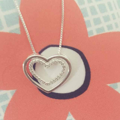 Bộ dây chuyền liền mặt trang sức bạc Ý S925 Bạc Xinh - Tim xinh đính đá PP1569