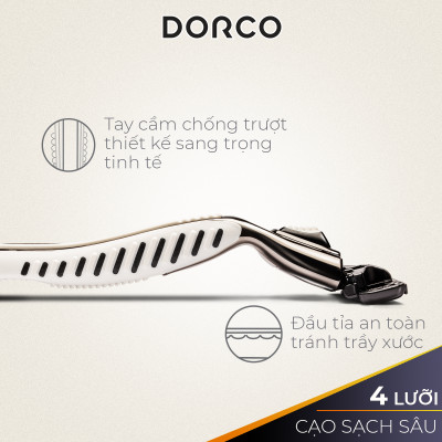 DORCO PACE 4 - Dao Cạo Râu Hàn Quốc 4 Lưỡi - Hộp Làm Quà Tặng Gồm 1 Cán và 9 Đầu Cạo