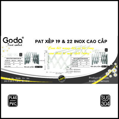[CHÍNH HÃNG] Pat xếp gắn tường 19mm và 22mm inox 304 cao cấp loại mới (không bao gồm ống inox) - Bào hành 36 tháng