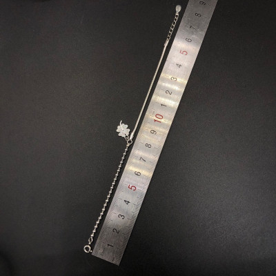 Vòng Tay Lắc Tay Nữ Bạc Ta Dây Mì Bi Cỏ 4 Lá May Mắn Bạc Hiểu Minh LTU575