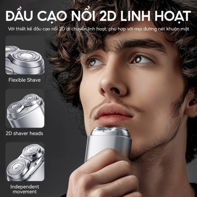 Máy cạo râu Enchen Z4 - Đầu cạo 2D ẩn, Thân nhôm chống nước IPX7, 18 lưỡi dao kép tự mài - Hàng chính hãng