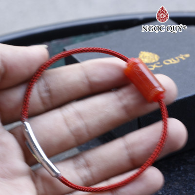 Vòng tay xỏ lu vuông đá cẩm thạch huyết mệnh hỏa , thổ - Ngọc Quý Gemstones