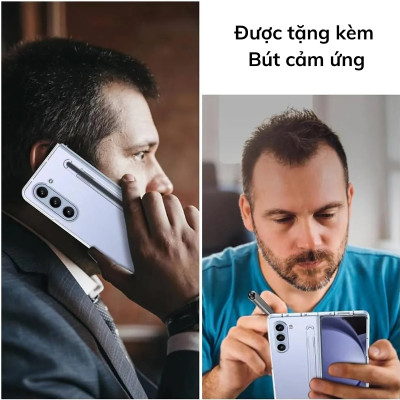 Ốp lưng trong suốt siêu mỏng chống ố vàng cho Samsung Galaxy  Z Fold 7 / Z Fold 6 5G Likgus Penone bảo vệ 360 độ màn phụ và mặt lưng (Tặng bút cảm ứng) - Hàng nhập khẩu