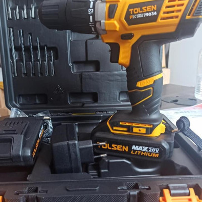 MÁY KHOAN PIN 20V ( CÔNG NGHIỆP ) CÓ BÚA TOLSEN 79034 - HÀNG CHÍNH HÃNG