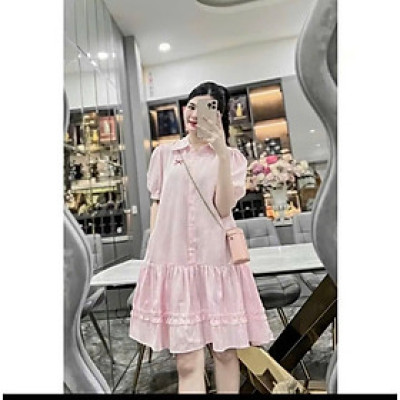 Váy sơ mi kẻ caro dáng suông thêu nơ xinh xắn – phong cách trẻ trung