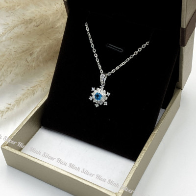 Dây Chuyền Bạc 925 Bông Tuyết Đính Đá Nhân Tạo Cao Cấp Bạc Hiểu Minh DMD535