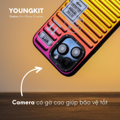 Ốp lưng chống sốc cho iPhone 15 Pro Max / 15 Pro / 14 Pro Max hiệu HOTCASE Youngkit Gradient phối màu cá tính chống sốc va đập, túi khí tản lực - Hàng nhập khẩu