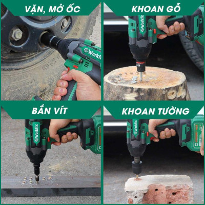 Máy Siết Bulong Workfix 650N.m 2 Pin 21V/4Ah PLUS - IW650NBL - Lực Siết 650N mở ốc lớn  - 4 Cấp Tốc Độ - Motor Brushless - Chân Pin Phổ Thông PLUS - Bảo Hành Chính Hãg 6 Tháng