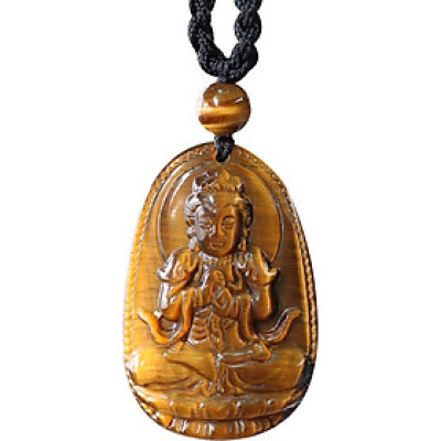 Mặt Dây Chuyển Như Lai Đại Nhật Đá Mắt Hổ Ngọc Quý Gemstones GA91 (5 x 3 cm)