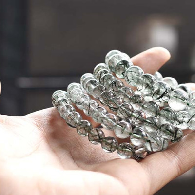 Vòng Thạch Anh Tóc Xanh Nhạt 11.5mm Ngọc Quý Gemstones VT115