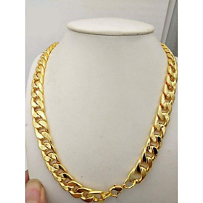 Dây chuyền nam bản to dẹt mạ vàng 24k D12