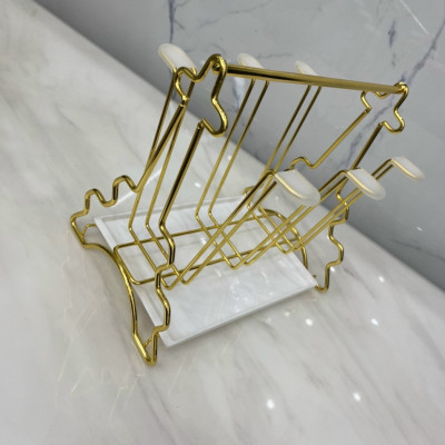 KHAY ÚP LY CỐC KÈM ĐĨA HỨNG NƯỚC KIM LOẠI MẠ VÀNG SANG TRỌNG - VD138