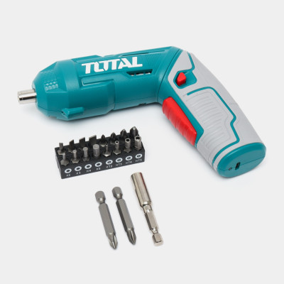 Bộ máy bắt vít dùng pin 4V kèm 20 chi tiết vít TOTAL TSDLI0442 - Có hộp, sạc Type C, vặn vít, siết vít, pin dung lượng cao, có đèn LED, có đảo chiều