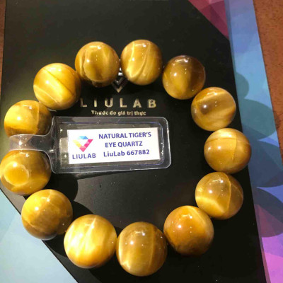 VÒNG THẠCH ANH ĐÁ MẮT HỔ VÀNG NÂU ĐẸP 16ly NAM MỆNH KIM THỔ ĐÁ THIÊN NHIÊN