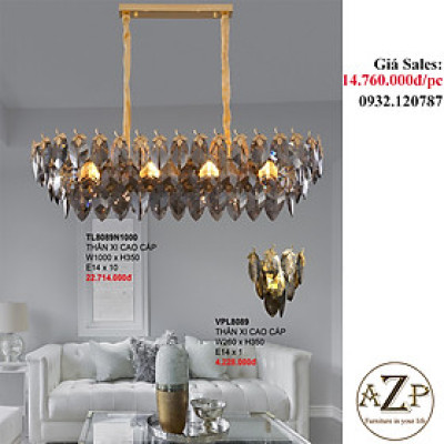 ĐÈN THẢ TRẦN PHA LÊ / ĐÈN THÔNG TẦNG TRANG TRÍ PHÒNG KHÁCH / PHÒNG NGỦ / CẦU THANG / KHÔNG GIAN SANG TRỌNG AZP-8089 phong cách đương đại, hàng nhập khẩu AZP