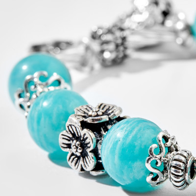 Vòng tay đá Amazonite charm voi bạc Ngọc Quý Gemstones