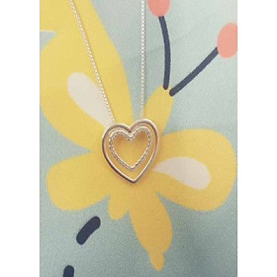 Bộ dây chuyền liền mặt trang sức bạc Ý S925 Bạc Xinh - Tim xinh đính đá PP1569