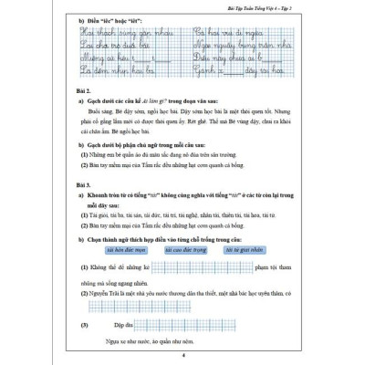 Sách - Bài Tập Tuần dành cho học sinh lớp 4 - Toán và Tiếng Việt - học kì 2 (2 quyển)