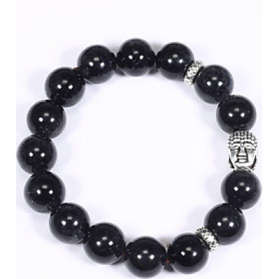 Vòng tay đá thạch anh tóc đen mix charm phật bạc 925 hạt đá 10mm mệnh thủy, mộc - Ngọc Quý Gemstones