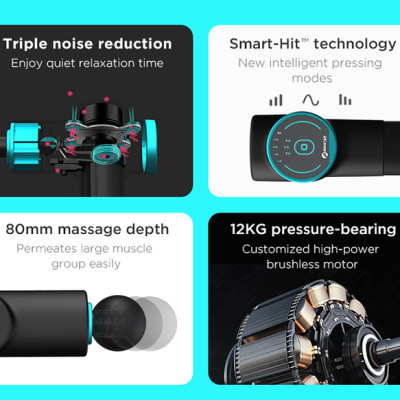 Súng massage cầm tay cao cấp công nghệ Ai Booster M2 - 6 đầu, 3 chế độ mát xa