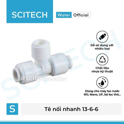 Tê nối nhanh ren 13 ra 2 đầu dây 6 dùng trong máy lọc nước - Hàng chính hãng