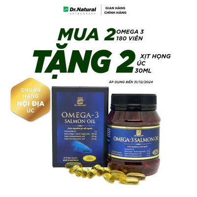 Bộ Sản Phẩm 2 Hộp Viên Dầu Cá Hồi DR Natural Omega 3 Salmon Oil 180 Viên | Hàng Chính Hãng