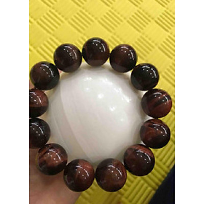 CHIẾC VÒNG ĐÁ MẮT HỔ ĐỎ NÂU TỰ NHIÊN CUNG SANH 16LY NAM MẠNG HỎA THỔ KIM