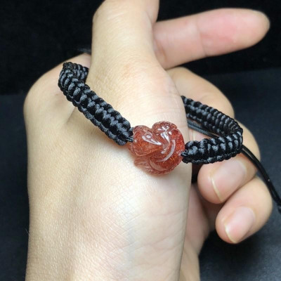 Vòng Tay Hồ Ly Tóc Đỏ Mini tết dây đeo tay màu đen - Cải thiện tình duyên, tài lộc, bình an, may mắn