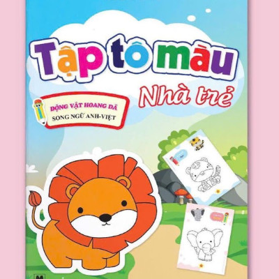 Sách- Combo Túi 8 cuốn Tập Tô màu Nhà Trẻ dành cho bé mầm non (Song ngữ Việt Anh)