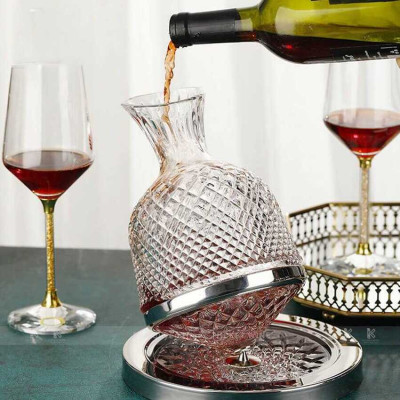 Bình Thở Rượu Vang 1500ml cao cấp đế xoay 360 độ – Bình Đựng Rượu Vang – Wine Decanter trang trí bàn ăn và làm quà tặng