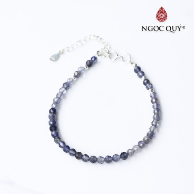 Vòng tay đá sapphire hạt mini khóa bạc thủy, mộc - Ngọc Quý Gemstones