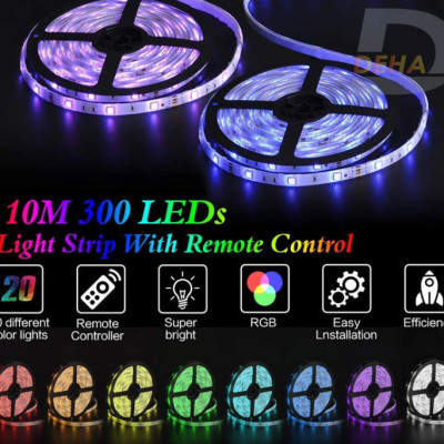 Bộ Đèn led dây dán RGB đổi màu điểu khiển 44 phím chọn màu đứng yên, nhấp nháy, bóng 5050 strip light trang trí  Tiktok dán tường, bàn máy tính, cửa hàng, quán cafe, chống nước bền đẹp (Tùy chọn chiều dài dây)