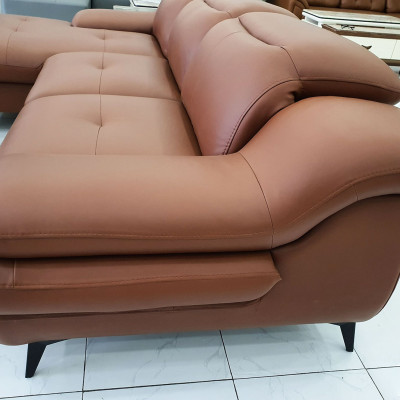 Bộ Sô Pha 50% Da Bò Nhập Italia_Đầu Bật_Màu Nâu_Kích Thước 2800 x 1700