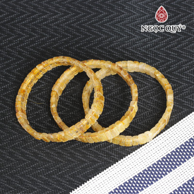 Vòng tay bản vuông đá thạch anh tóc vàng bã mía 9x4mm - Ngọc Quý Gemstones