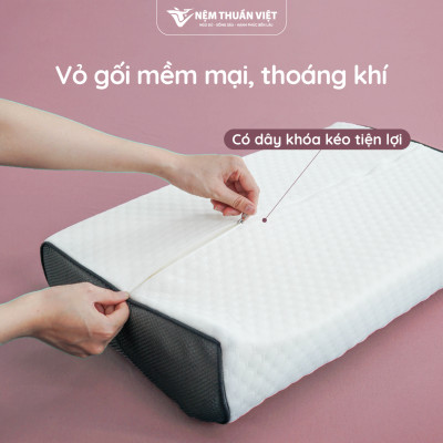 Gối Nằm Cao Su Massage Thuần Việt - Thiết Kế Lượn Sóng, Có Gai Massage, Giảm Đau Vai Gáy Cổ