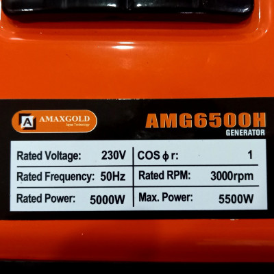 Máy Phát Điện Chạy Xăng 5KW AmaxGold AMG6500H- Hàng Chính Hãng
