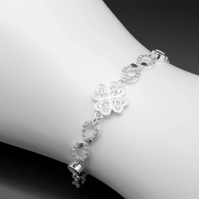 Vòng Tay , Lắc Tay Nữ Bạc 925 Cỏ 4 Lá Đính Đá May Mắn BẠC HIỂU MINH LTU434