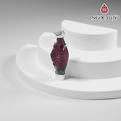 Mặt dây chuyền Chúa Jessus đá Ruby Nam Phi bọc bạc 36x14mm mệnh hỏa, thổ - Ngọc Quý Gemstones