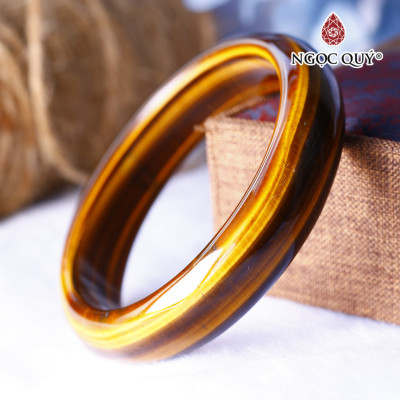 Vòng liền khối đá mắt hổ vàng nâu mệnh thổ,kim - Ngọc Quý Gemstones