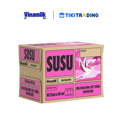 Sữa chua uống hương dâu Vinamilk Susu - Thùng 48 chai 80ml