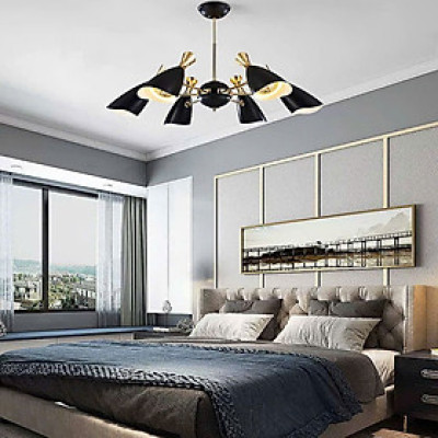 Đèn chùm phòng ngủ mạ vàng trang trí phòng khách quán phong cách hiện đại 8 bóng