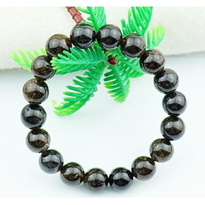 Vòng tay thạch anh tóc đen Rutilated Quartz tự nhiên 10 li 18 hạt