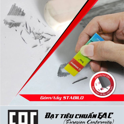 Combo gôm STABILO Yippy-plas/Trio (nhiều màu) - Bộ 2 viên tam giác màu xanh lá (ER199G-C2)