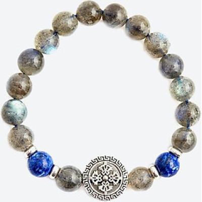 Vòng tay xà cừ ánh xanh mix đá lapis charm bạc Ngọc Quý Gemstones