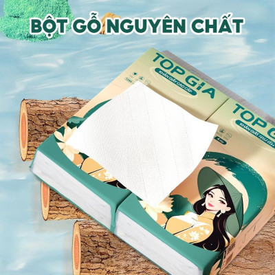 Khăn giấy Top Gia treo tường Sắc Việt, siêu mềm mịn, an toàn cho da, bịch 1280 tờ