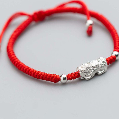 Combo 2 vòng thắt dây đỏ phối tỳ hưu bạc - Ngọc Quý Gemstones