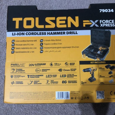 Máy khoan pin 20v công nghiệp Tolsen 79034 (có búa)- Hàng chính hãng