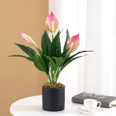 Cụm lan ý giả - dài 45cm - 1 cụm 3 bông - Cây giả, hoa lụa decor trang trí nhà cửa